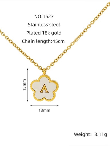 ZXG1527 letter A Stainless steel Shell Clover Minimalist Necklace