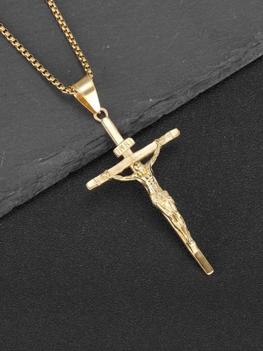 Gold single pendant Stainless steel Cross Minimalist Regligious Necklace