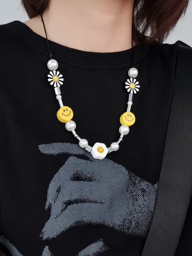 custom Alloy Geometric Hip Hop Sun Flower Smiley  Necklace
