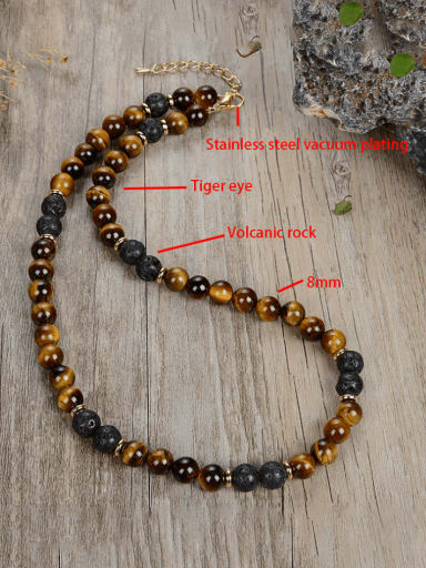 4 Stainless steel Natural Stone Irregular Bohemia Beaded Necklace