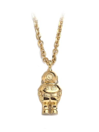 gold Titanium Steel Hip Hop Space Astronaut Necklace