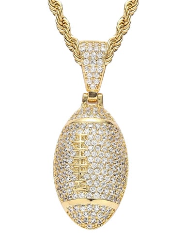 Gold+ chain Brass Cubic Zirconia Oval Hip Hop Necklace