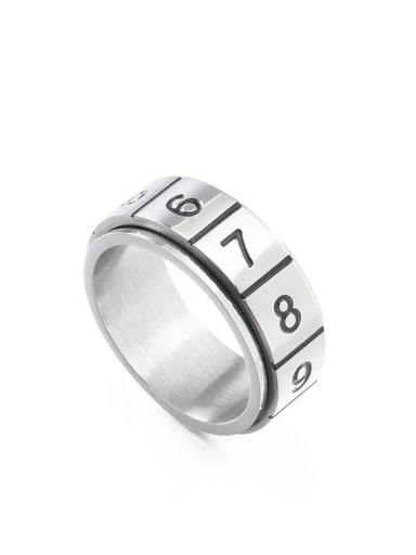 custom Titanium Steel Number Minimalist Band Ring