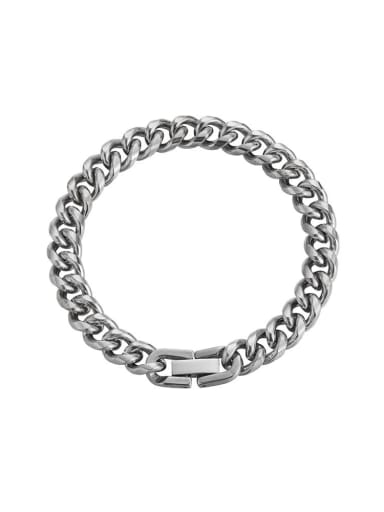 Steel color (8mm*18cm) Titanium Steel Geometric Hip Hop Link Bracelet