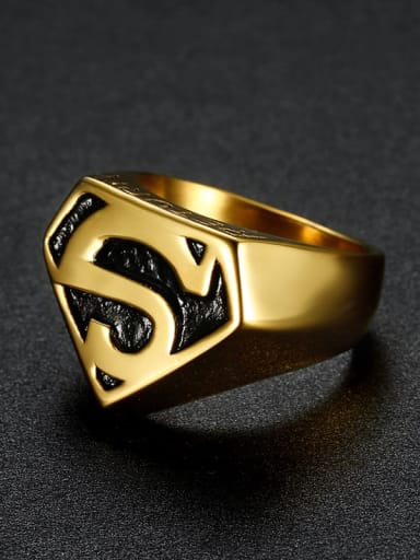 Stainless steel  Letter Geometric Vintage Band Ring