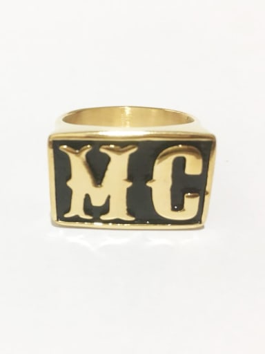 Stainless steel Letter  Rectangle Vintage Band Ring