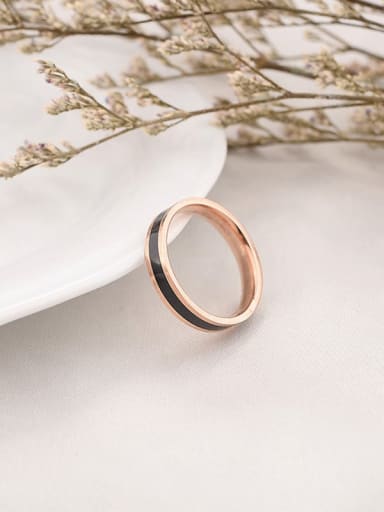 Rose gold (black) Titanium Enamel Round Minimalist Band Ring
