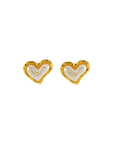 Stainless steel Imitation Pearl Heart Minimalist Stud Earring