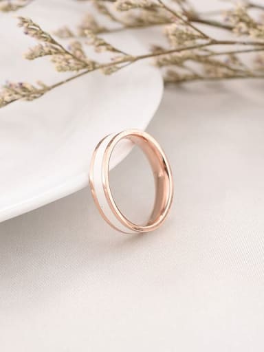 Rose gold (white) Titanium Enamel Round Minimalist Band Ring