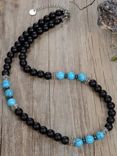 2 Stainless steel Natural Stone Bohemia Beaded Necklace