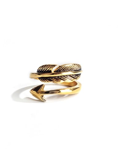 Gold (size 6) Titanium Steel Feather Vintage Band Ring