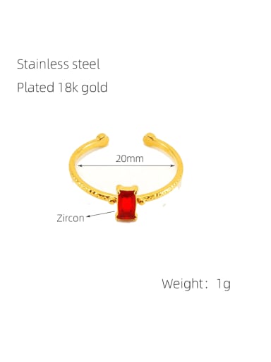 red Stainless steel Cubic Zirconia Geometric Minimalist Band Ring