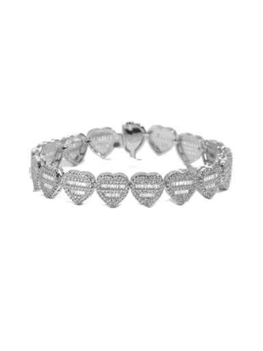 Platinum  7inch bracelet Brass Cubic Zirconia Heart Luxury Necklace
