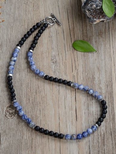 Stainless steel Natural Stone Geometric Bohemia Beaded Necklace