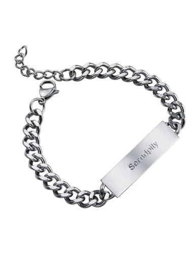 Steel color (18.5cm) Titanium Steel Geometric Hip Hop Link Bracelet
