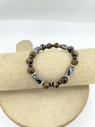 Natural Stone Irregular Bohemia Beaded  Stainless Steel  Bracelet