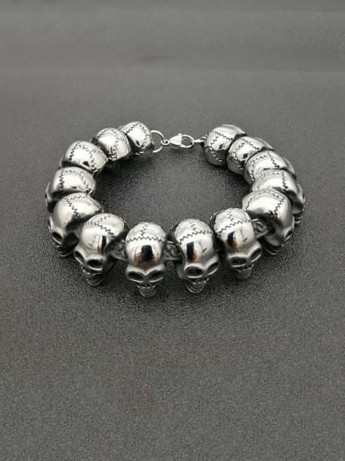 Titanium Steel Skull Hip Hop Bracelet For Men