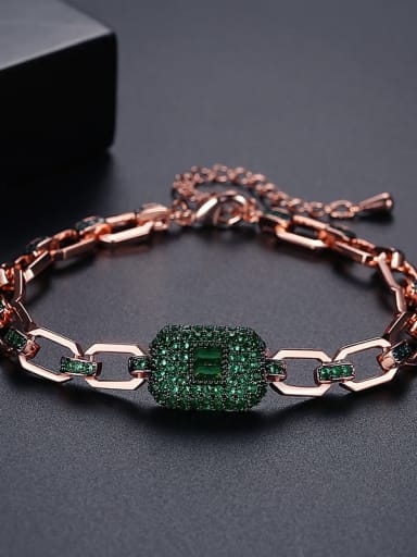 B19122575 Gn Brass Cubic Zirconia Geometric Dainty Link Bracelet