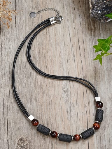 1 45 Stainless steel Natural Stone Irregular Bohemia Beaded Necklace