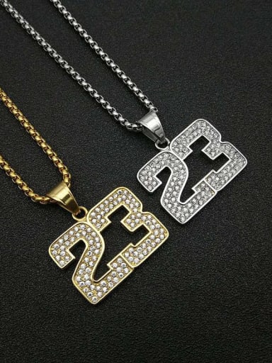 Titanium digital Rhinestone Irregular Hip Hop Number Necklace For Men