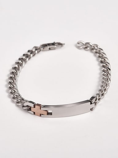 Titanium  Cross Religious Minimalist  Link Bracelet