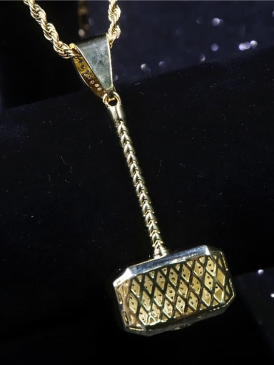 Copper Cubic Zirconia Geometric Hip Hop  Pendant Necklace