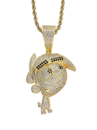 Gold+ chain Brass Cubic Zirconia Anime Fighting Family Hip Hop Necklace