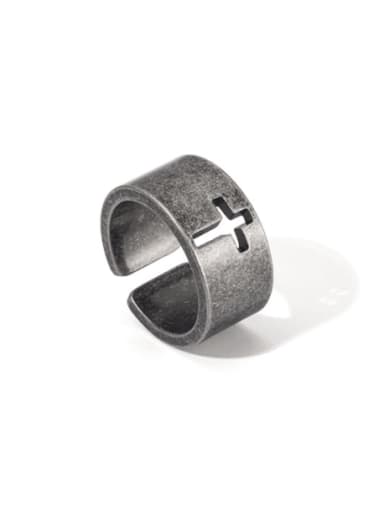 Titanium Steel Hollow Cross Vintage Band Ring