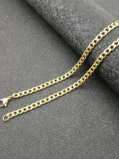 Gold  Chain:4.4mm*61cm Titanium Steel Rhinestone Geometric Vintage Necklace For Men