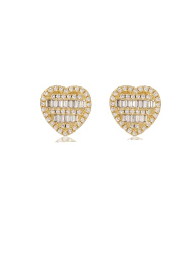 Gold Brass Cubic Zirconia Heart Trend Cluster Earring