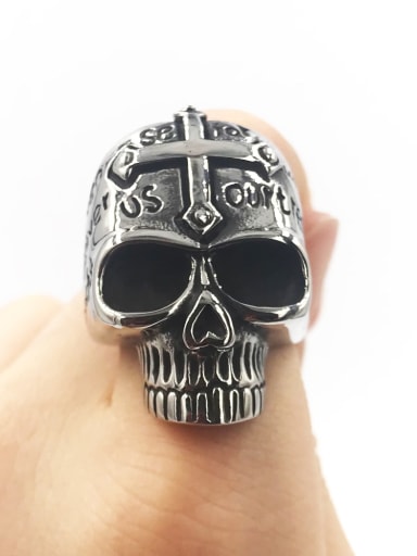 Titanium Skull Vintage Band Ring