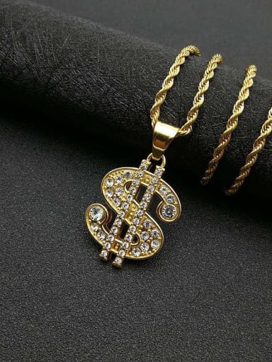Gold Necklace Titanium Dollors Rhinestone Irregular Hip Hop Necklace For Men
