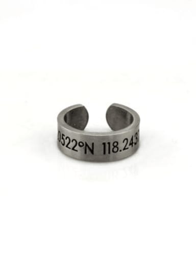 Steel color (size 6) Titanium Steel Number Vintage Band Ring