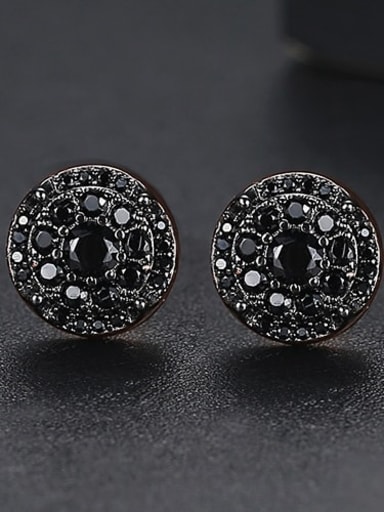 Rose gold t02h06 Copper Cubic Zirconia Round Hip Hop Stud Earring