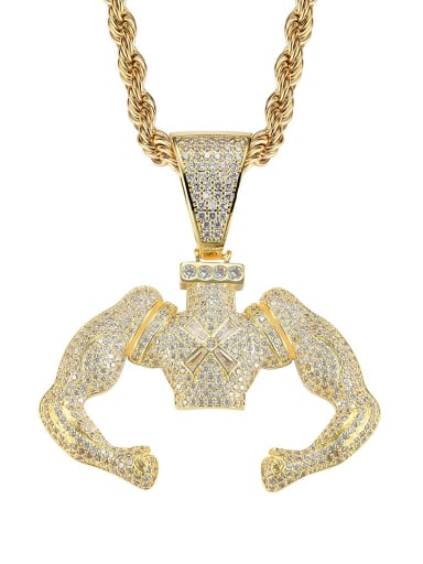 Brass Cubic Zirconia Strong muscle man Hip Hop Necklace