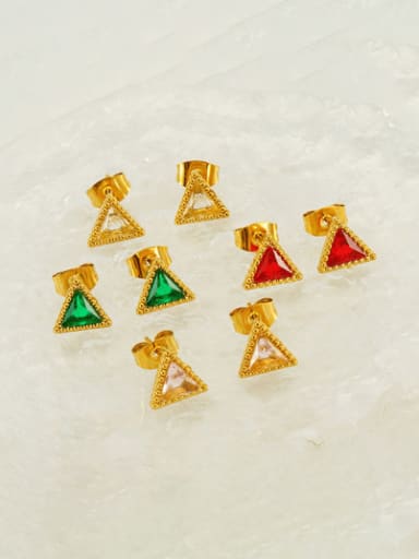 Stainless steel Cubic Zirconia Triangle Trend Stud Earring