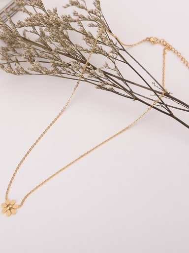 Titanium  Flower Minimalist Pendant  necklace