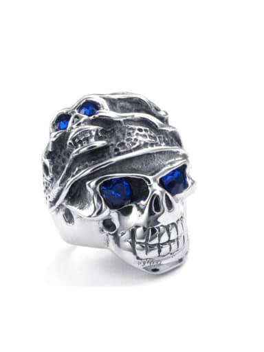 Stainless steel blue eyes Skull Vintage Band Ring