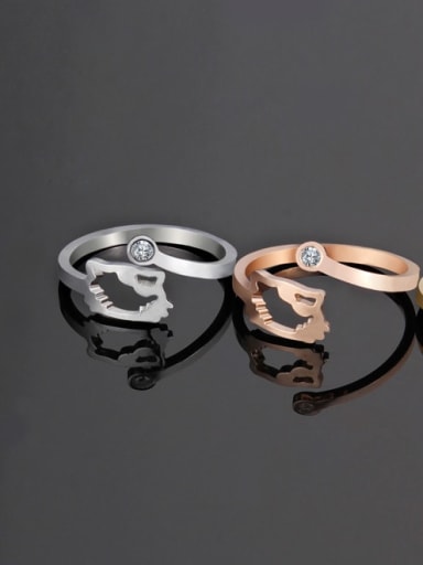 Titanium Steel Hollow Cat Minimalist Band Ring