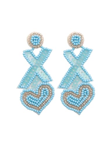E69058 Blue Alloy MGB beads Multi Color Heart Hip Hop Pure handmade Weave Earring