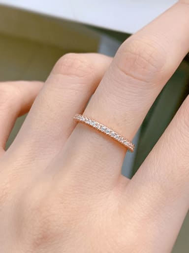 Rose Gold 925 Sterling Silver Cubic Zirconia Geometric Dainty Band Ring