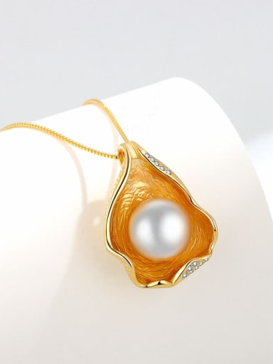 925 Sterling Silver Imitation Pearl Flower Vintage Necklace