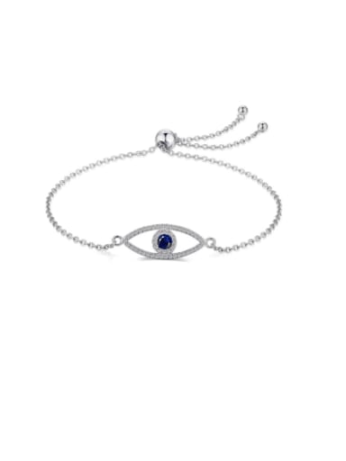 925 Sterling Silver Cubic Zirconia Evil Eye Minimalist Adjustable Bracelet