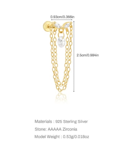 Single Gold 1 925 Sterling Silver Cubic Zirconia Geometric Minimalist Single Earring