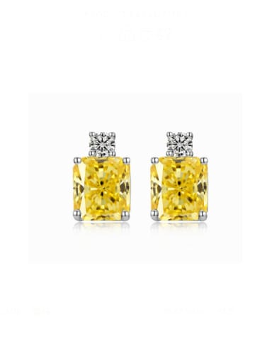 Yellow Diamond DY110061 925 Sterling Silver 5A Cubic Zirconia Geometric Luxury Stud Earring