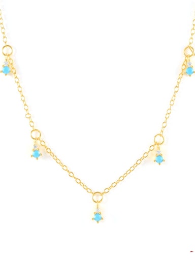 Golden Droplet Necklace 925 Sterling Silver Turquoise Cross Vintage Necklace