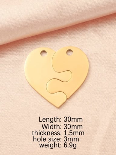18k gold  single hole Titanium Steel Minimalist Heart  DIY Pendant