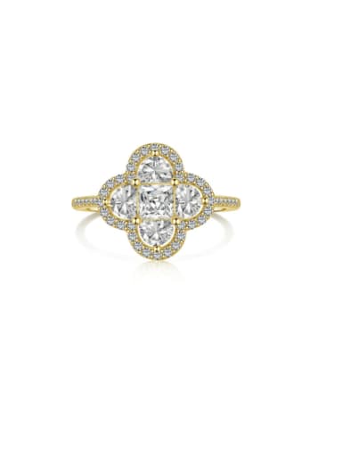 DY120712 S G WH 925 Sterling Silver Cubic Zirconia Clover Statement Cocktail Ring