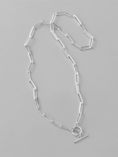 925 Sterling Silver Geometric Minimalist  Flat Long Cross Chain Necklace