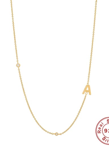 Gold A 925 Sterling Silver Letter Minimalist Necklace
